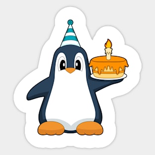 Penguin Birthday Candle Cake Sticker